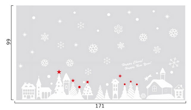 Decal noel thành phố tuyết (nền trắng đục)